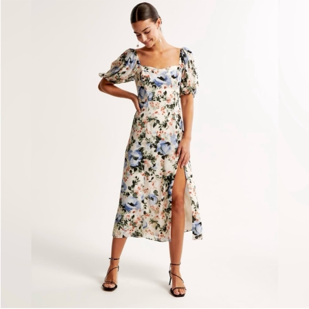 Abercrombie & Fitch Floral Midi Dress - Blue and Green